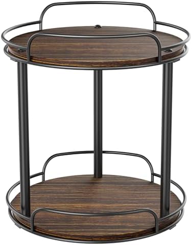 LAMU 9'' Wood Lazy Susan Turntable Organizer for Cabinet, 2 Tier Lazy Susan Spice Rack Organizer for Kitchen, Table Top,