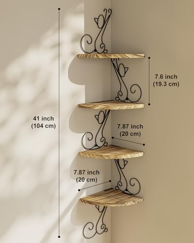 Alsonerbay 4-Tier Cat Shaped Corner Shelf Wall Mount, Carbonized Black