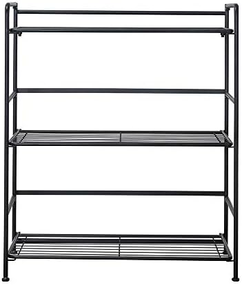 Folding Metal Bookcase, 3 Shelves, Wide, Black
