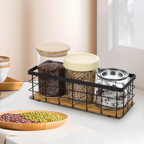 2 Pack Small Wire Baskets, Narrow Rustic Storage Bin for Bathroom Counter, Farmhouse RectangleOrganizer Tray for Kitchen
