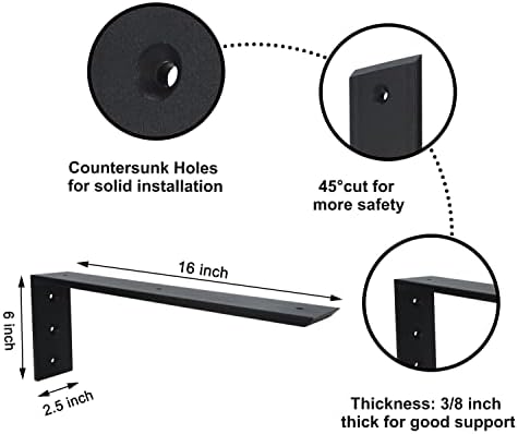 Countertop Support Bracket 3 Pack 12 inch Heavy Duty Granite Countertop Bracket 16" x 6" x 2 1/2" Shelf L Bracket Mantel