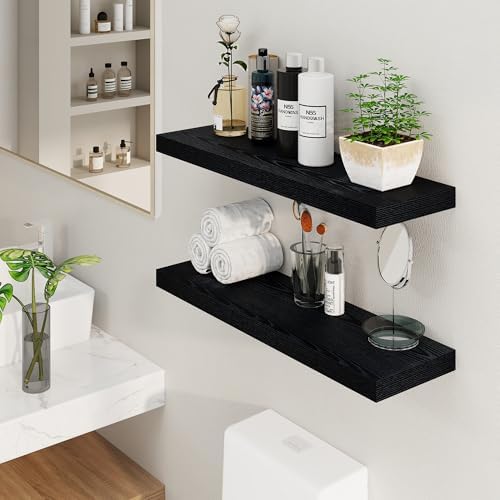 Fun Memories Black Floating Shelves 36 Inch Long, 8 Inch Deep Floating Shelf for Wall, 36" W x 8" D Wall Shelves Set of 