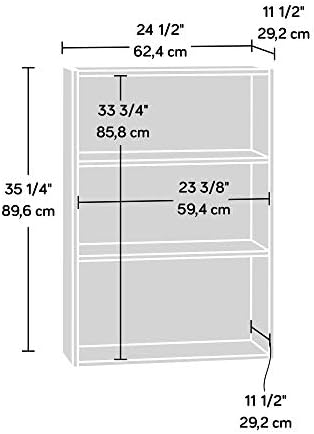 Sauder Beginnings 3-Shelf Bookcase, Bookshelf with Adjustable Storage Shelves, in Summer Oak