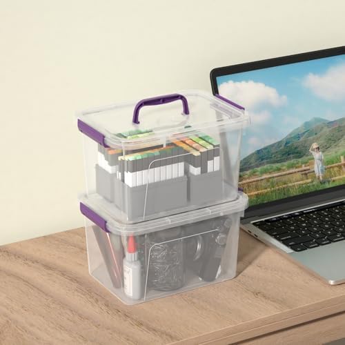 Sandmovie 6 Packs 6 Quart Clear Latching Box with Lid and Handle