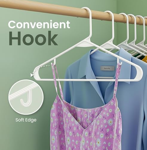 Utopia Home Plastic Hangers 20 Pack – Built-in Strap Hooks White