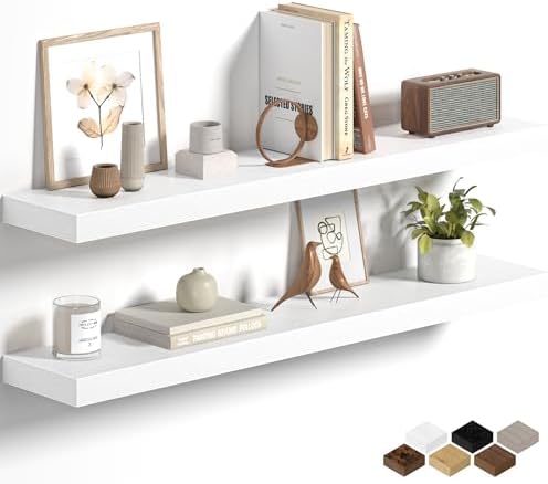 Fun Memories Floating Shelves for Wall 36 Inch, Set of 2 – Wall-Mounted Storage & Display Shelf with Invisible Bracket, 