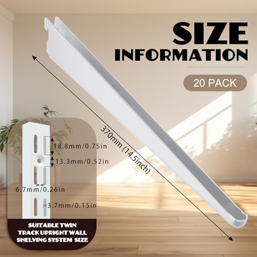 CroBlissful 20 Pcs Adjustable Shelf Brackets for Double Track System Closet Organization Heavy Duty Wire Shelf Brackets(