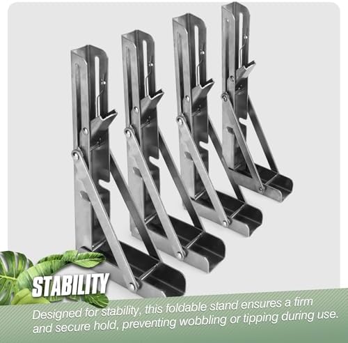 Folding Shelf Brackets - 4 Pcs 8 Inch,Heavy Duty, Stainless Steel