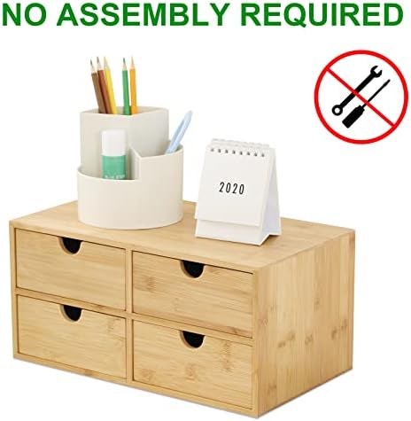 Bamboo Desk Drawer Organizer, Desktop Organizer with Drawers T(4 Drawes)
