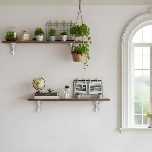 Heavy Duty 8.1"x4.4" Vintage Brackets for Floating Shelves & Kitchen Storage, 8 inch Cast Iron Shelf Brackets - Industri