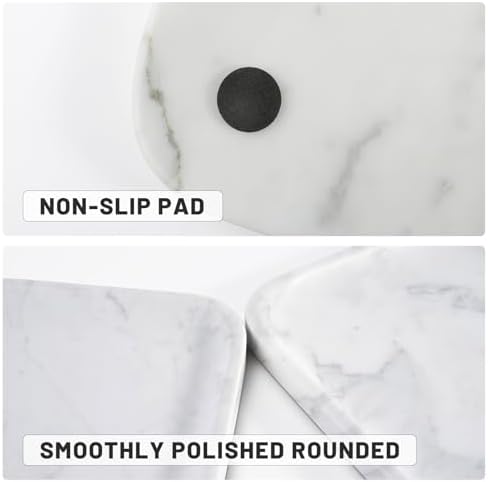 Statuario Marble Vanity Tray - Decorative Organizer for Bathroom Countertop, Dresser, Kitchen Sink