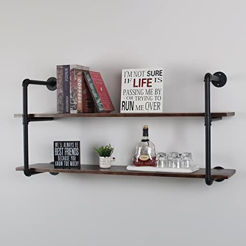 MBQQ Industrial Retro Pipe Shelf 48in 2 Tier Wall Mounted,Rustic Floating Shelves,Farmhouse Kitchen Bar Shelving,Home De