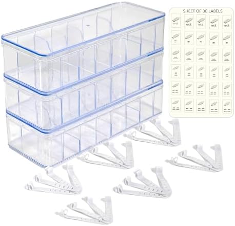 Set of 3 Cable Organizer Box W/Labels - Charger Box, Stackable W/Lids-Cord Organizer Junk Drawer- Cord Storage Box for D