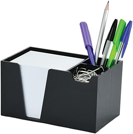 Acrimet Desktop Organizer Pencil, Pen, Paper, Clip, Caddy Holder (Plastic) (White Paper Included) (Black Color)