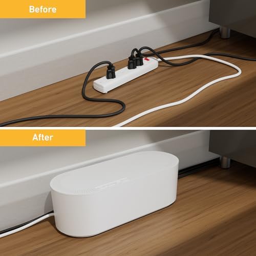 D-Line Cable Management Box, Power Strip Holder, Floor Outlet Hiders, Desk Cord Organizer, Cover TV Wires, Wire Storage 