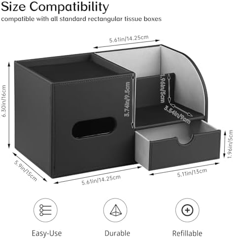 Tissue Box Cover with Drawer Organizer and Storage Tray,Cube Tissue Holder