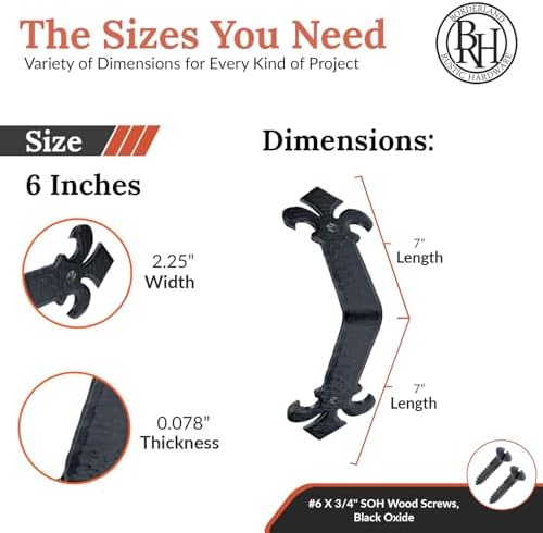 2 Pack - 6" Metal Corner Bracket for Furniture - Black - Handmade Decorative Corner Braces - Rustic Metal Corner Bracket