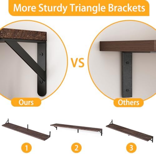 YGEOMER 35.4 in Floating Shelves for Wall Home Decor, Brown Set of 4