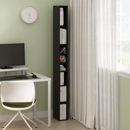 Furinno Fulda Book Shelf, 8-Tier Bookshelf, Bookcase with Space Saving Storage Shelf, 9.2 x 5.9 x 70.9, for Living Room,