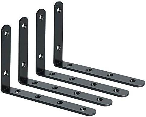 Alise Black Floating Shelf Brackets,L Bracket for Shelves,6x4 Inch,4 Pcs