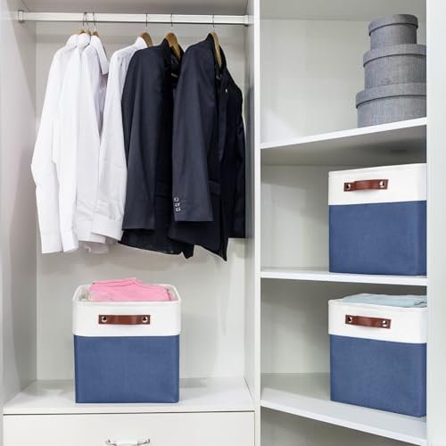 Bagnizer Collapsible Fabric Storage Cubes 11x11 Cube Storage Bins, 4 Pack Closet Baskets Box with Handles for Organizing