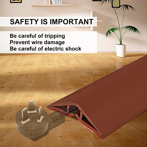 10Ft Floor Cord Cover Brown Silicone Cable Protector Easy to Install Wire Organizer and Hider for Home, Office, Garage (
