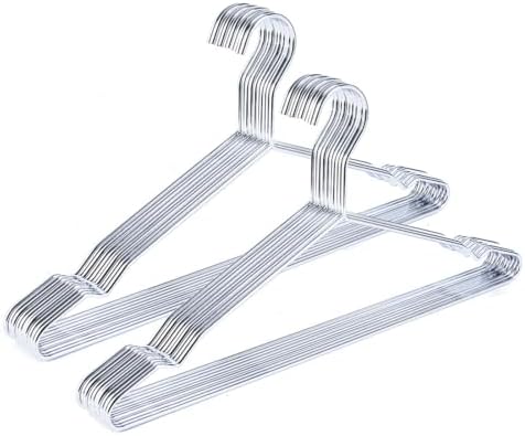 17 Inch Metal Clothes Hanger 20 Pack, 4.0mm Heavy Duty Shirt Blouse Hanger for Coat Suit Bridal Boutique, Space Saving Slim Wire Hanger for Camisole Trousers Wedding Dress（Sliver）