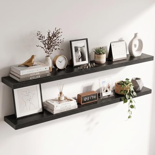 55 Inch Floating Shelves for Wall 2 Pack, Wood Wall Bathroom Shelves