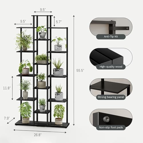 5 Tier Narrow Bookshelf, Tall Skinny Bookshelf, Slim Open Bookcase Corner