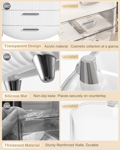 Anylady Makeup Organizer Countertop, Skincare Holder Bathroom Counter Organizer, Storage Box Cosmetic Display Cases, Tee