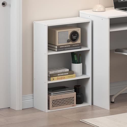 Furinno Basic Book Shelf, 3-Tier Bookshelf, Cube Storage Organizer Bookcase with Open Shelf, 7 x 17 x 26, for Living Roo