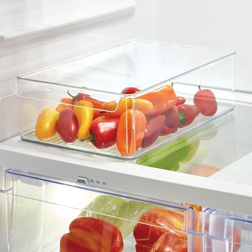 iDesign Stackable Fridge or Freezer Bin, Set of 6, Clear, Large