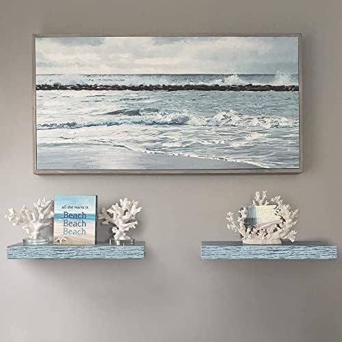 Sorbus 16 Inch Wood Floating Shelves for Wall (2 Pack, Blue)