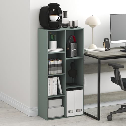 Furinno LUDER Book Shelf, 7-Cube Bookshelf, Bookcase with Open Shelves, 9.4 x 19.5 x 41.7, Easy Assembly, for Living Roo