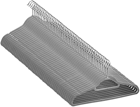 50 Pack Velvet Hangers Study Heavy Duty Hangers Including Tie Bar, Notches, and 360° Chrome Hook. (Gray)