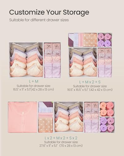 SONGMICS Drawer Organizers, Set of 18, Foldable Fabric Storage Boxes