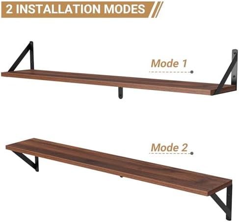 Heimlove Floating Shelves for Wall, 36 Inch Long Wood Floating Bookshelf Set of 3, Wall Mounted Hanging Shelf for Bathro