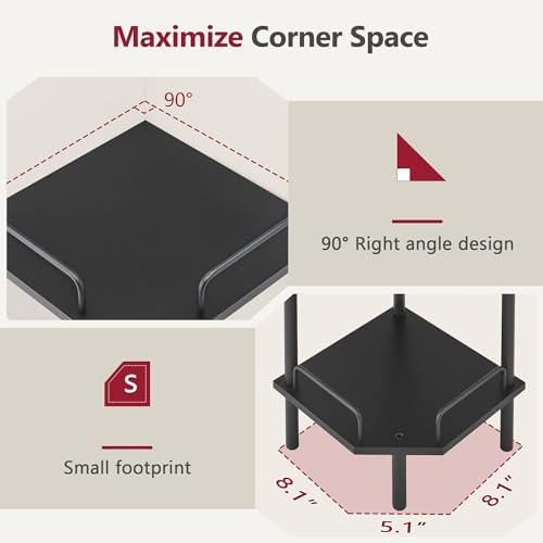 Tajsoon 5 Tier Corner Shelf Stand, Standing Corner Shelf Unit, Black