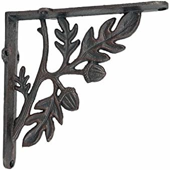 NACH Decorative Shelf Brackets, 4 Pack of 7 x 1.8 x 7 inch, Black Cast Iron Rustic Shelf Brackets - Metal Shelf Brackets