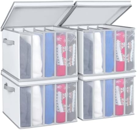 Univivi Large Size Sweater Organizer for Closet, 5 Grids, 4 Pack