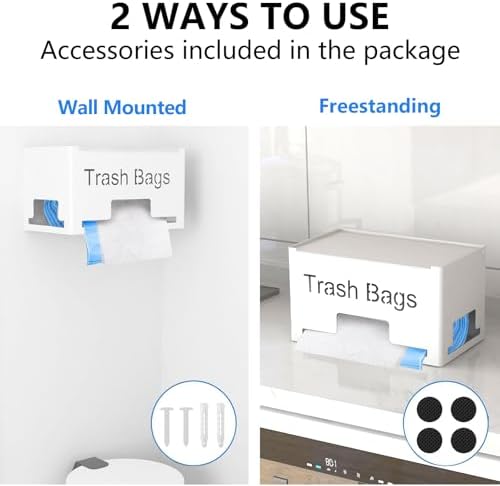 STWWO Large Trash Bag Holder, Garbage Bag Dispenser Roll Holder, White