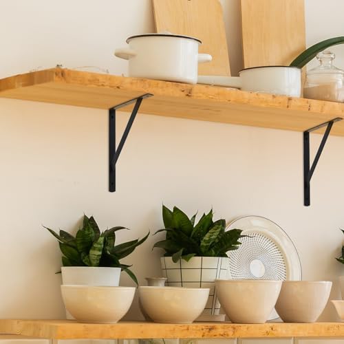 Heavy Duty L Shelf Brackets 8Pcs, Metal Wall Mount Floating Shelf Supports