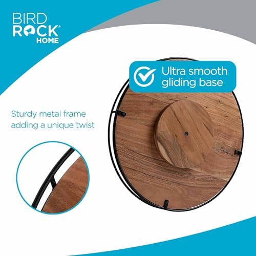 BIRDROCK HOME 18” Wooden Lazy Susan - Espresso - Iron Edges - Table Top Turntable - Cabinet or Pantry Organizer - Decora