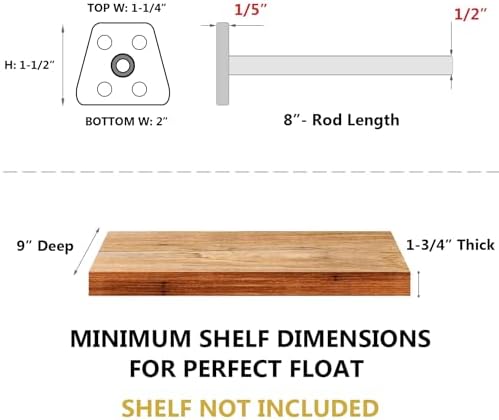 NEODROP 6-Pack 8 Inch Hidden Floating Shelf Bracket, Heavy Duty Blind Shelf Support Hardware | Invisible Wall Brackets f