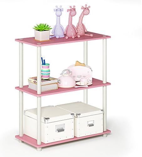 Furinno TURN-N-TUBE Storage Shelves, 3-Tier Book Shelf, Corner Shelf, Toolless Open Shelves, for Organization and Storag