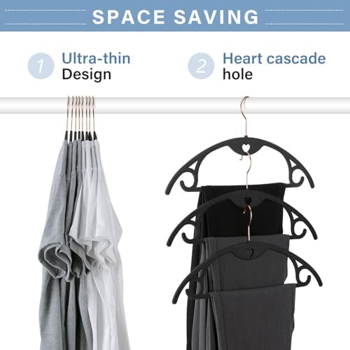 Velvet Hangers Felt Clothes Hangers 50 Pack Black Grey