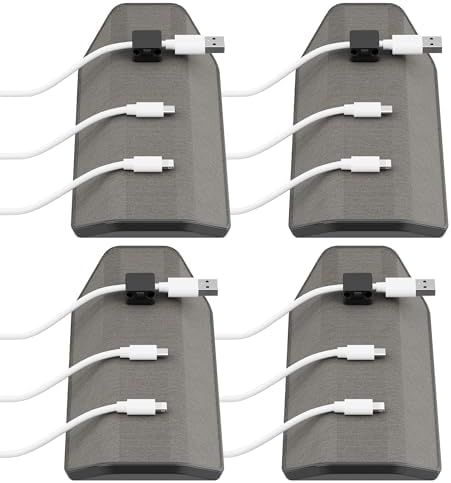 Magnetic Cable Management Organizer 4-PK, Cord Holder, 12 Clips, Desk Setup