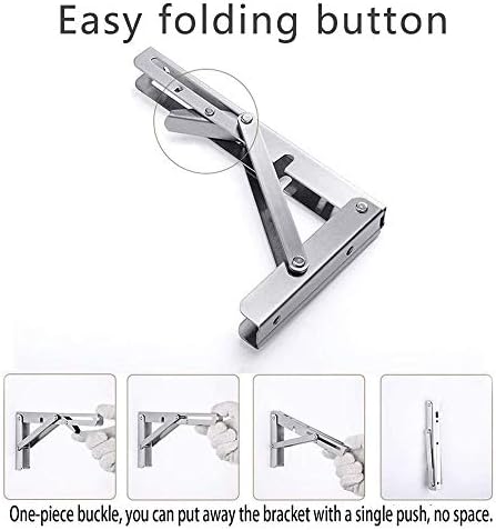 10 Inch Folding Shelf Brackets, 2 Pack Stainless Steel Heavy Duty L Bracket