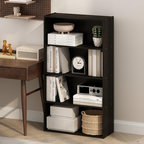 Furinno Simple Book Shelf, 4-Tier Bookshelf, Bookcase with Open Shelf, 9.4 x 23.6 x 41.7, for Living Room, Bedroom, Home