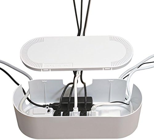 D-Line Large White Cable Management Box and D-Line White Cable Tube Bundle